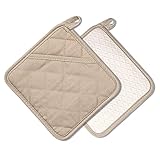 ZORR Topflappen aus Silikon,18x18cm, Hitzebestaendige Topflappen Schutzlappen (BEIGE)