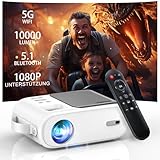 Beamer, XIWBSY 10000 Lumen Mini Beamer 1080P Unterstützt, 5G WiFi LED Heimkino Portable Beamer Klein, Beamer Bluetooth Kompatibel mit TV Stick/X-Box/DVD/Laptop/Smartphone/Android/HDMI/USB