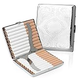 Metall Zigarettenetui, Zigarettenbox für 20 Zigaretten, Cigarette Case mit Schnappverschluss, RISVOWO Zigaretten, Zigarettenschachtel, Zigarettencase für Hosen und Hemdtaschen