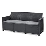 Koll Living Garden Lounge Sofa, 3-Sitzer - stilvolles Sofa in Rattan Optik - inklusive Sitzkissen - ergonomische Rückenlehne für maximalen Sitzkomfort