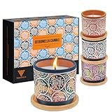 Citronella Kerze Outdoor, Sojawachs Duftkerzen Geschenkset Draußen, Bis zu 100 Stunden Brenndauer, 4 Stück Natürliches Zitronellakerzen für Camping, Grillen, Picknicks, Garten, Geschenke für Frauen