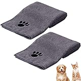 HUTVD Hundehandtuch, 2 Stück Microfaser Handtücher für Hunde Katzen, 75 x 35 cm Hundehandtuch Extra Saugfähig für Katzen Kuschelweich, Schnell Trocknend, Maschinenwaschbar