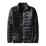 Zqkert Winterjacke Herren Schwarz mit Kapuze Jacke mit Kragen Herren Fleecejacke Warme Jacke Winter Thermojacke Gefüttert Übergangsjacke Feldjacke