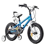 RoyalBaby Freestyle Kinderfahrrad Jungen Mädchen mit Stützräder Fahrrad 16 Zoll Blau