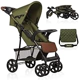 LIONELO Emma Plus Kinderwagen bis zu 15 kg, Kindersportwagen, leicht modern klein Buggy mit Liegeposition, zusammenklappbar, große Räder, großer Korb, Tasche