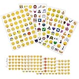 12 Blatt Emoji Sticker Smiley Aufkleber Klein Smiley Sticker mit 8 Blatt Emoji Stempel Cartoon Druckerpapier Anreizaufkleber für Kinder Emoji-Belohnungen für Lehrer Scrapbook Dekoration