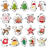 Orapink 18 Stücke Weihnachts Ausstecher Set aus Edelstahl, Weihnachten Ausstechformen zum Backen – Weihnachtsbaum, Lebkuchenmann, Schneeflocke, Weihnachtsmann, Ornament und Mehr Formen