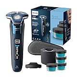 Philips Shaver Series 7000 – Elektrischer Nass- und Trockenrasierer für Herren mit ausklappbarem Trimmer, Reinigungsstation, 4 x Reinigungskartuschen, Ladestation & Reiseetui (Modell S7885/63)