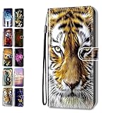 Hülle für Samsung Galaxy S6 Edge Muster Pattern 3D Print Design Leder Tasche Flip Case Mädchen Jungs Cover Handyhülle - Tiger