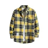 Mymyguoe Herren Kariertes Flanellhemd Freizeithemd Button Down Hemd Bügelfrei Businesshemden Mit Tasche Arbeitshemd Karohemd Holzfäller Hemd Hemdbluse Kariert Langarmshirt