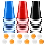 Sprifityy Bierpong Becher Set,Beerpong Partybecher Enthält 6 Tischtennisbälle und 50 Becher(500ML),Wiederverwendbare Partybecher,Für Party Trinkspiele,Party Geburtstag Festivals Hochzeit Camping