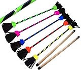 FLASH Pro Flowerstick Set (5 Farben) Silikon beschichtet Flower & Handstäbe! Suprime Qualität, Fiberglasstock, Silicone Grip, Wildlederfransen, Befestigungsgurt. Flames N Games Devilsticks für Anfänger und Profis. (Blau)