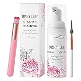 Wimpernverlängerung Shampoo 60ml + Pinsel + Mascara Wand Augenlid Schäumen Reinigung, Lash Shampoo Reiniger, Nährende Formel, Paraben & Sulfat frei, Make-up Entferner, Salon und Zu Hause verwenden