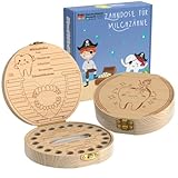 LumeeStar® Zahndose Milchzähne Friends – Personalisierte Milchzahndose mit Display Funktion für Jungen – Zahnbox Geschenk zur Geburt – Hübsche & Praktische Zahndose für Babys