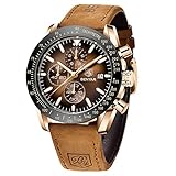 BENYAR Uhren Herren Analog Quarz Chronograph Herrenuhren Wasserdicht Leuchtende Datum Braun Lederband Armbanduhr Lässig Business-Kleid Uhren Elegantes Geschenk fur Männer