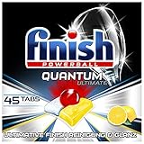 Finish Quantum Ultimate Citrus Spülmaschinentabs – Phosphatfreie Geschirrspültabs mit 3-fach Wirkung – Kraftvolle Reinigung, Fettlösekraft und Glanz – XXL Pack mit 45 Finish Tabs