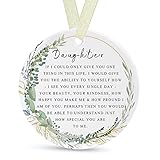 Daughter Ornaments 2023 Tochter Weihnachtsschmuck Xmas for Daughter Forever Ornament Tochter Best Daughter Ever Geschenk Doppelseitiger Druck Keramik mit Geschenkbox & Band (7,4 cm