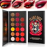 Rote Lidschatten Palette Hochpigmentiert,Afflano Lang Anhaltender Echter Red Eyeshadow Palette Halloween Make up 18 Farben,Wasserdicht Matt Braun Schwarz Gelb Sonnenuntergang Warme Herbstaugenschatten