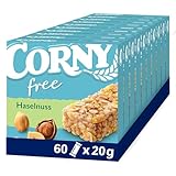 Müsliriegel Corny free Haselnuss, ohne Zuckerzusatz, 71 kcal pro Riegel, 60x20g