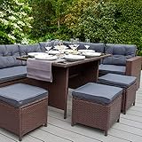 Polyrattan Gartenmöbel Gartenset Möbel Sitzgruppe Gartengaritur Ecksofa Rattansofa Rattansessel Sitzkissen Rückenkissen Garten Sofa Garnitur Essgruppe Lounge Balkon Braun