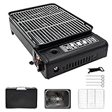 Camping Grillset Camping BBQ Set tragbarer Kassettengrill mit Grillrost, Grillpfannen-Clip – Campingkocher tragbarer Gasgrill Gasbrenner mit Koffer