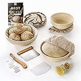 SÄNGER | Runde Gärkörbchen zum Brotbacken, 11-tlg. Set inkl. Leinentücher, Gärkorb für Brot, Brot-Back-Set, Peddigrohr