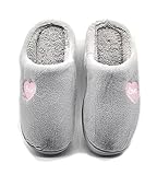 P&L ITALY COLLECTION Hausschuhe Damen Winter Plüsch Pantoffeln Warm Filzpantoffeln Frauen Bequeme Slippers 220 (Grey Love, numeric_3839)