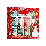 Weihnachts Handcreme Und Lippenbalsam-Set, 4 Stück Weihnachtshandcreme+4 Stück Lip Balm, Pflegeset Feuchtigkeitsspendend, Geschenkset Für Weihnachten Und Geburtstags (1)