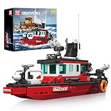 Mould King 10082 Spielzeugboot Bausteine Spielzeug Set, 315 Teile MOC Feuerwehrboot Modell, Schiff Klemmbausteine Bausatz Geschenk für Kinder ab 8 Jahren