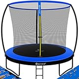 KESSER® Trampolin Ø 244 cm | TÜV Rheinland GS Zertifiziert | Gartentrampolin für Kinder bis 150 kg | Komplettset mit Sicherheitsnetz, Leiter, Randabdeckung und Zubehör