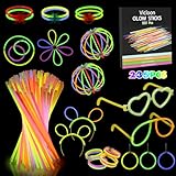 Vicloon Knicklichter,235 Stück knicklichter party set,knicklichter mit verbinder,Brillen, Ohrringe, viel Zubehör,glow sticks party pack für Hochzeiten Geburtstage Festivals Party