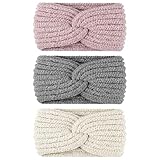 Huiguli 3 Stück Stirnband Damen Winter, Stirnband Kinder Mädchen, Herbst und Winter Einfach und Vielseitig Stirnbänder Strick Haarband Ohrenwärmer Elastische