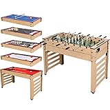 BLUE HAWAII 8 in 1 Multigame Spieletisch , inkl. Kickertisch, Billardtisch usw. Gefahrstofftest bestanden, 122 X 61 X 82 cm，25kg Familie Spieltisch mit komplettem Zubehör