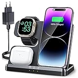 JARGOU 3 in 1 Kabelloses Ladegerät, Induktive Ladestation für Apple Watch und iPhone, Wireless Charger für iPhone 16 15 14 13 12 11 Pro Max, für Apple Watch 10/9/Ultra/8/7/6/SE/5/4/3/AirPods Pro 4 3 2