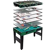 Anaterra Multigame Spieletisch 10 in 1, Kickertisch Tischfußball, Billardtisch, Tischtennis, Black Jack, Hockey - Multi-Spieletisch mit komplettem Zubehör