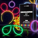 Vivaloo Knicklichter Party Set 100 Stück + Zubehör - Leuchtstäbe mit Verbinder für Leuchtarmbänder, Party Brillen, Bälle usw. - Party Deko & Festival Zubehör - Party Lichter Neon - Deko Party