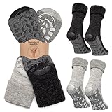 MOUNTREX Stoppersocken Wintersocken, Anti Rutsch Alpaka Socken, Wollsocken Damen Herren - Warme ABS Haussocken, Dicke Antirutschsocken - 2 Paar (Grau/Anthrazit - mit ABS, 39-42)