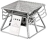 Edelstahl Klappgrill Outdoor Picknickgrill Holzkohlegrill Kleingrill Höhenverstellbarer Minigrill Mit Aufbewahrungstasche 19 X 19 X 15/19 cm Geeignet Für 1-2 Personen Gartenparty,Gigh End4