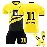 Personalisiertes Dortmund BVB Football Trikot Kinder Erwachsene Fussball Trikots & Shorts mit GRATIS Name Nummer Fußball Trikot