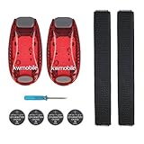 kwmobile 2er Set LED Sicherheitslicht - Dauerlicht Blinklicht Licht Clip Joggen Sport - mit Batterien und Klett Armband - Sicherheit Licht