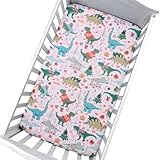 Odot Spannbetttuch für Babybetten, Dinosaurier Muster Kinderbett Spannbettlaken Beistellbett Spannbettlaken Stubenwagen Bezug Kinderwagen/Moseskorb Matratzenbezug (Frohe Weihnachten,105x60cm)