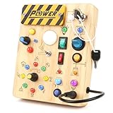 Joyreal Busy Board Baby Montessori Spielzeug ab 2 Jahr, Activity Board Motorikspielzeug mit 19 LED, Holzspielzeug Sensorik Spielzeug Lernspielzeug, Geschenk Jungen und Mädch ab 2 3 4 Jahr