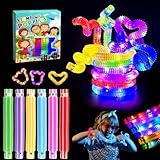 Knicklicht Pop Tubes Kinder, 12 Stück LED Pop Tubes Fidget Toys, Leuchtstäbe Pop Tubes Leuchtend, Knicklichter Armbänder Party Deko Set, Weihnachten Halloween mitgebsel Kindergeburtstag Gastgeschenke