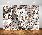 BELECO 2.1x1.5m Stoff Poker Hintergrund 3D Spielkarten Fotografie Hintergrund Casino Party Las Vegas Party Dekorationen Poker Karte Hintergrund Foto Studio Requisiten Tapete