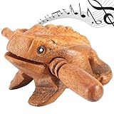 XFLYP Guiro Frosch aus Holz mit Schlägel, Klang Musik Frosch Klangtier, Schlag Instrumente Holz Frosch Guiro Rasp Musik Instrument Ton Block, Spielzeug zum Stressabbau