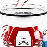 KESSER® Zuckerwattemaschine Set für Dein zuhause - Mit 30x Zuckerwatte Stäbchen & Messlöffel - Retro Cotton Candy Maschine - Zuckerwatte Maschine Mit Zubehör - Höhe 22 cm - 500 W Rot Weiß