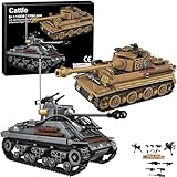 WW2 Armee Tank Spielzeug Bausteine Kit, Deutscher Tiger und amerikanischer M4 Sherman Tank Modelle 1184 Blöcke, Militär Spielzeug, Geschenk für Jungen Kinder und Jugendliche Alter 6-14