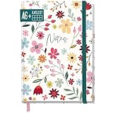 paper&you® Notizbuch kariert A6+ mit Gummiband [Wild Flower] mit 156 Seiten, 78 Blatt | Notizheft, Bullet Journal, Tagebuch | nachhaltig & klimafreundlich