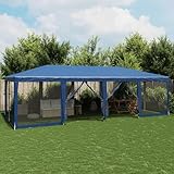 Partyzelt mit 12 Mesh-Seitenteilen Blau 8x4 m HDPE, ShGaxin Pavillon, Faltpavillon, Canopy, Gartenpavillon, Rennzelt, Partyzelt, Arbeitszelt, Canopy Tent - 4010072