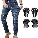 CTBQiTom Herren Motorrad Jeans Motorrad Hosen Schutz Motorradhose mit Abnehmbarer CE Rüstung,Blau,34W/30L